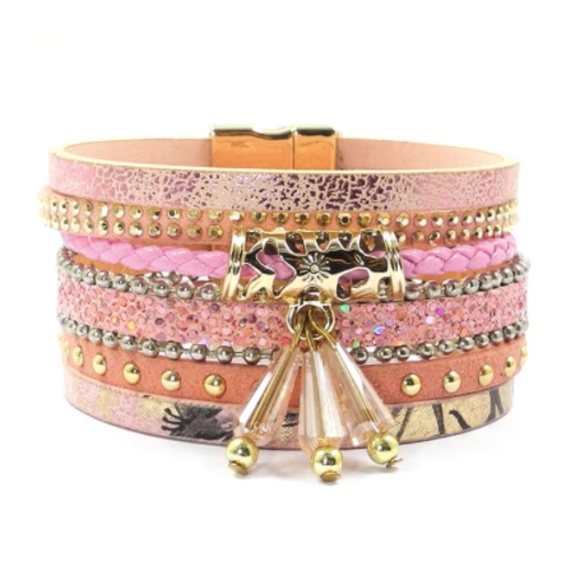 Jewelry - Magnetic Multi Layer Wrap Bracelet - Pink